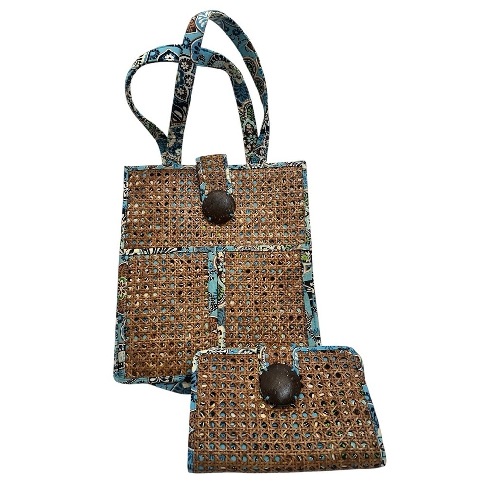 Vera Bradley Bali Blue Hope Garden Structured Tiki Tote Bags Set *HTF Retired*